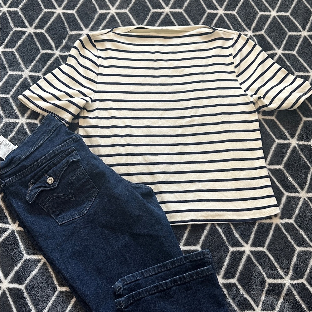 Striped Top and Blue Jeans Set